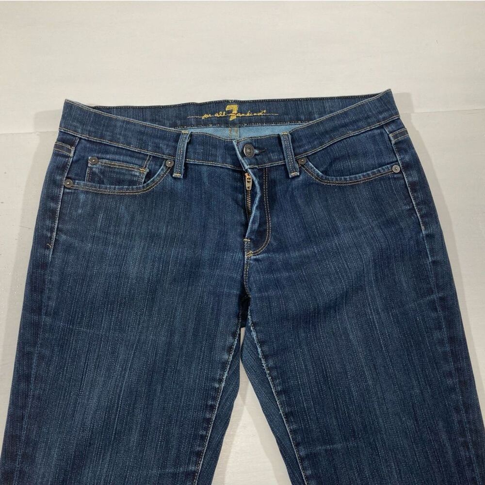 7 For All Mankind Gold Digger Jeans Womens 29 Blue Low Rise Straight Designer - Picture 4 of 12